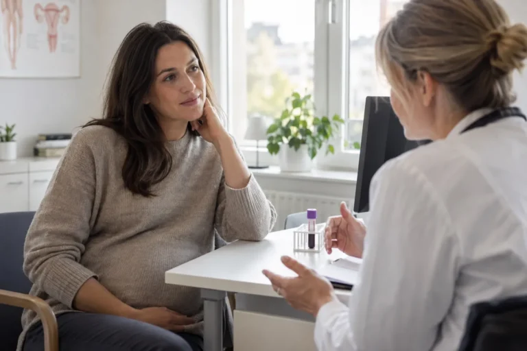 Samtal med vårdpersonal om hCG-blodprov och graviditet