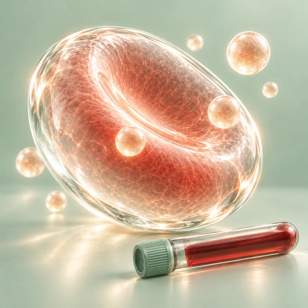 Blodkropp och symboliska glukospartiklar – HbA1c (Långtidsblodsocker)