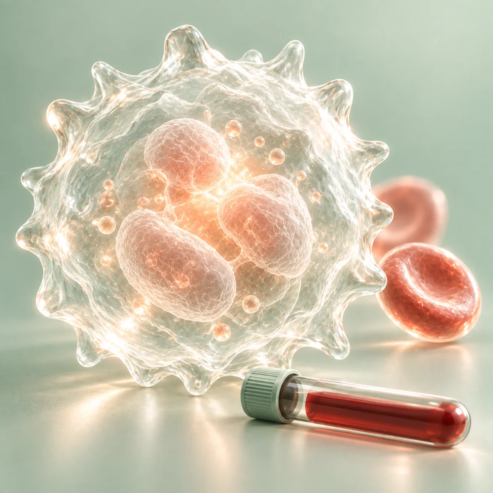 Vita och röda blodkroppar i glas – CRP (C-reaktivt protein)