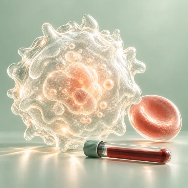 Inflammationsprov – produktbild Vita och röda blodkroppar i glas – Inflammationsprov