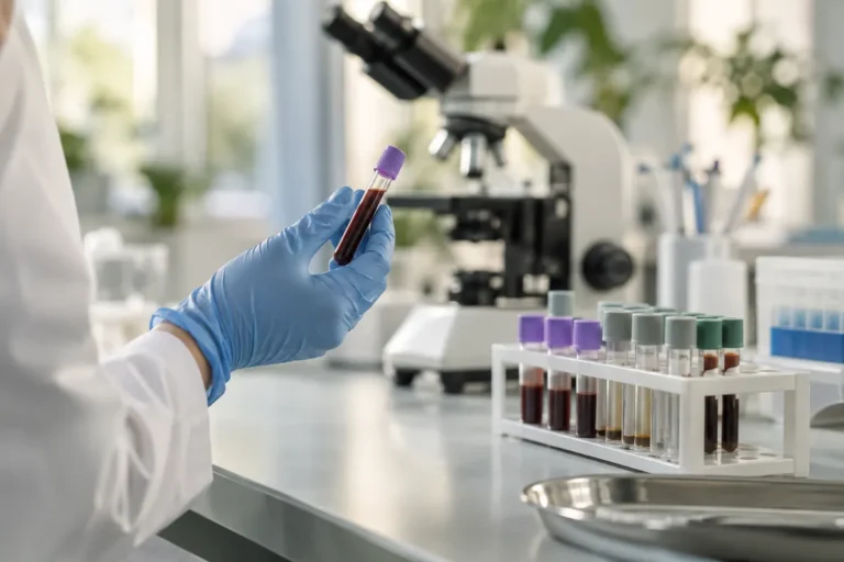 Blodprov analyseras på laboratorium
